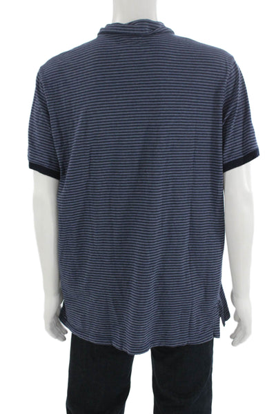 Velvet by Graham & Spencer Mens Striped Blue Collared Short Sleeve Polo Size 2X