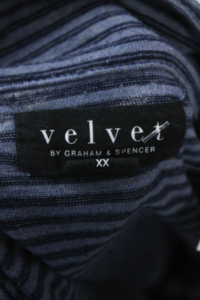 Velvet by Graham & Spencer Mens Striped Blue Collared Short Sleeve Polo Size 2X