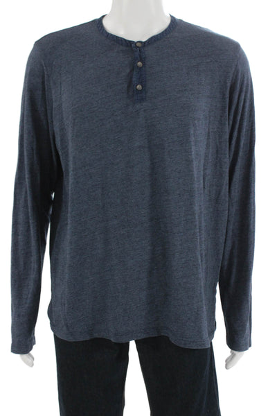 Velvet by Graham & Spencer Mens Band Long Sleeve Dark Blue T Shirt Size XL