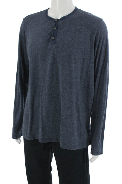 Velvet by Graham & Spencer Mens Band Long Sleeve Dark Blue T Shirt Size XL