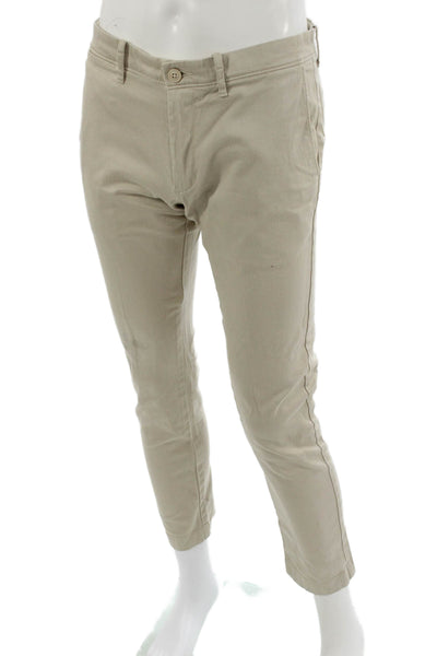J Crew Mens Beige Chino Pants Cotton Blend Ankle Size 30