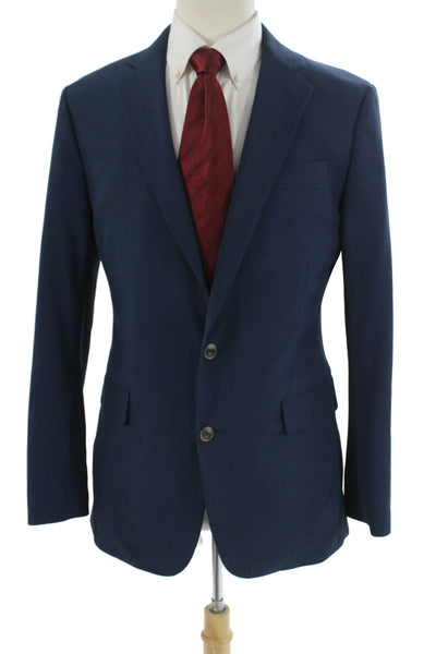 Stafford Mens Dark Blue Classic Solid Blazer Button Closure Long Sleeve Size 40