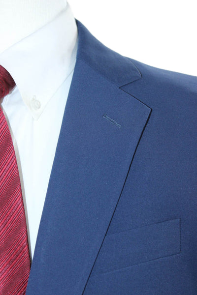 Stafford Mens Dark Blue Classic Solid Blazer Button Closure Long Sleeve Size 40