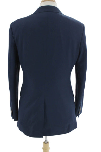 Stafford Mens Dark Blue Classic Solid Blazer Button Closure Long Sleeve Size 40