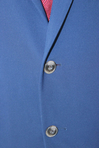 Stafford Mens Dark Blue Classic Solid Blazer Button Closure Long Sleeve Size 40