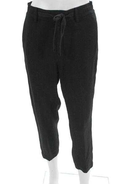 Vince Womens Ankle Cropped Black Drawstring Pants Petites Size S