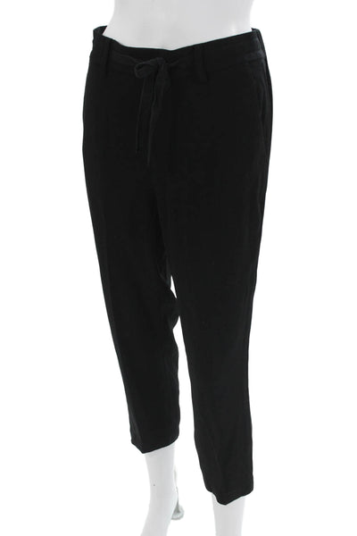 Vince Womens Ankle Cropped Black Drawstring Pants Petites Size S