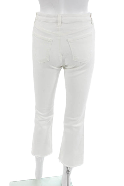 L'Agence Women Cropped Flared White Mid Rise Jeans Size 25