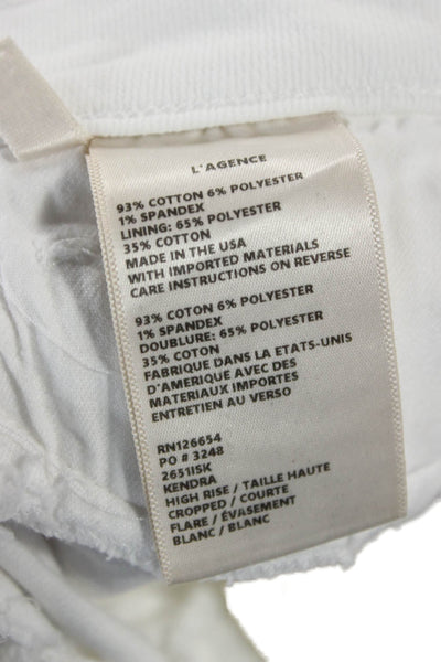 L'Agence Women Cropped Flared White Mid Rise Jeans Size 25