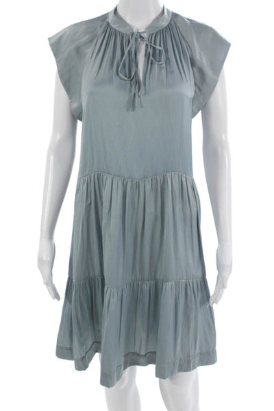 Zadig & Voltaire Women Long Shift Dress Gray High Neck Short Sleeve Size S