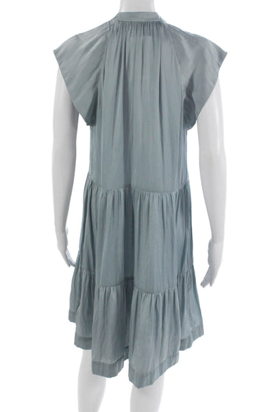 Zadig & Voltaire Women Long Shift Dress Gray High Neck Short Sleeve Size S