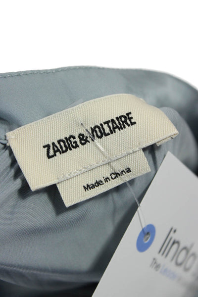 Zadig & Voltaire Women Long Shift Dress Gray High Neck Short Sleeve Size S
