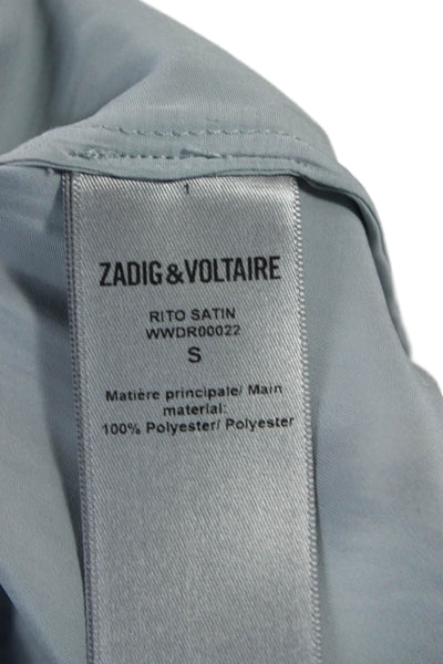 Zadig & Voltaire Women Long Shift Dress Gray High Neck Short Sleeve Size S