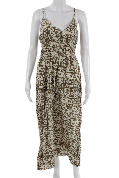 Rails Womens Maxi Slip Dress Brown Animal Print V-Neck Sleeveless Size S