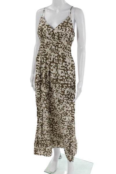 Rails Womens Maxi Slip Dress Brown Animal Print V-Neck Sleeveless Size S