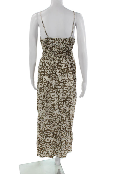 Rails Womens Maxi Slip Dress Brown Animal Print V-Neck Sleeveless Size S