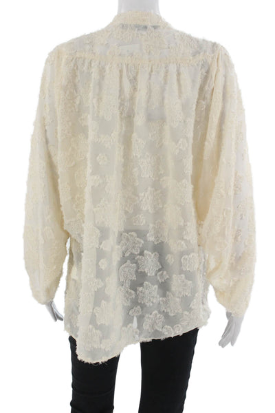 Zara Womens Tunic Beige Floral Long Sleeve Button Up Polyester Bohemian Size S