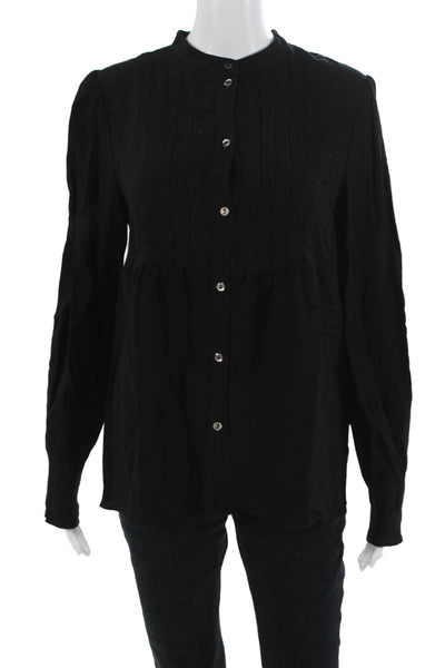 APC Womens Tunic Blouse Black High Neck Long Sleeve Button Up Size 40