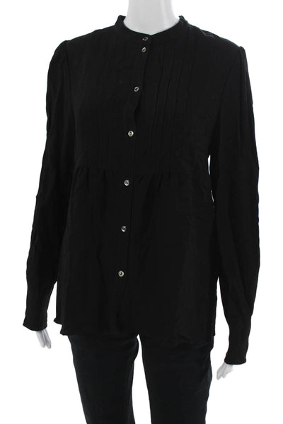 APC Womens Tunic Blouse Black High Neck Long Sleeve Button Up Size 40