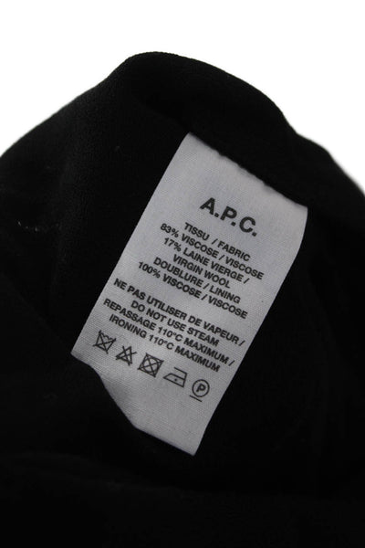 APC Womens Tunic Blouse Black High Neck Long Sleeve Button Up Size 40