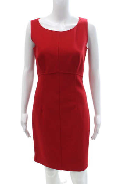 Milly Women Sheath Dress Red Sleeveless Knee Length Zip Size 4