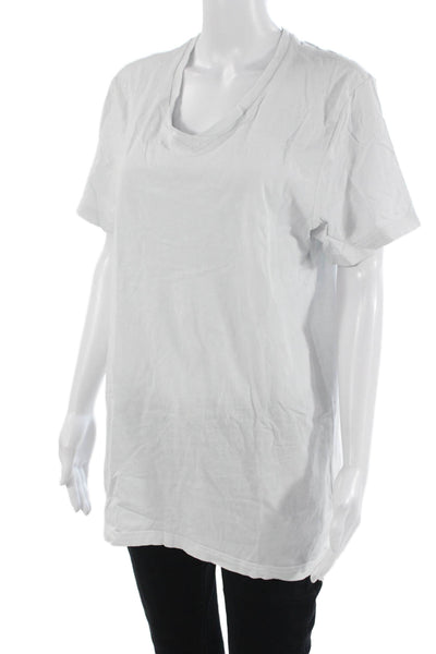 J Crew Mens White V-Neck 100% Cotton Short Sleeve T-Shirt Size L