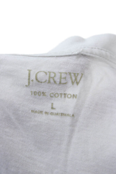 J Crew Mens White V-Neck 100% Cotton Short Sleeve T-Shirt Size L
