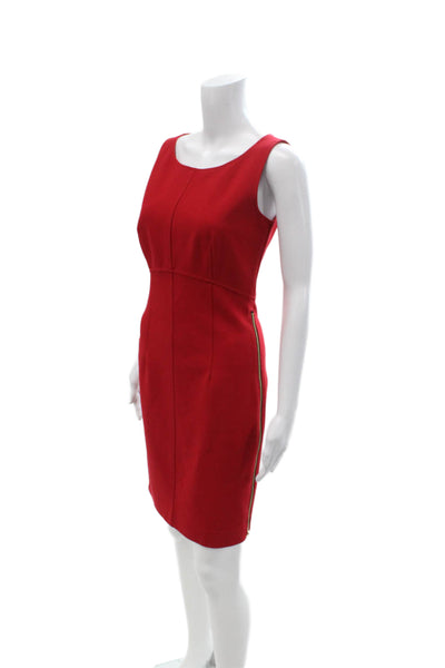 Milly Women Sheath Dress Red Sleeveless Knee Length Zip Size 4