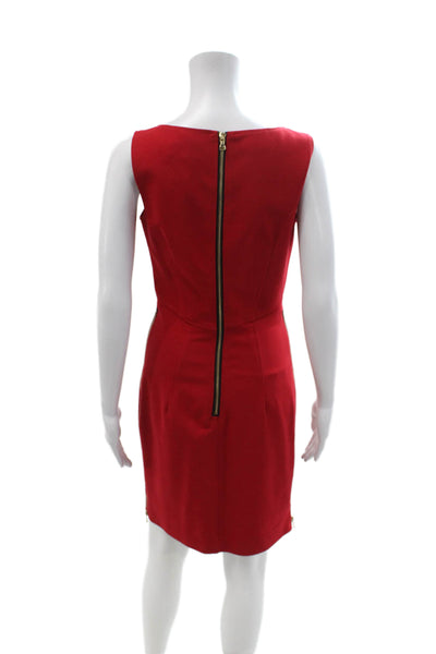 Milly Women Sheath Dress Red Sleeveless Knee Length Zip Size 4