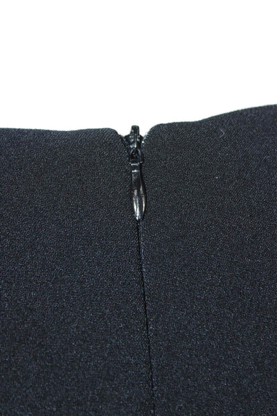 Edit Womens Black Round Neck 3/4 Sleeve Zip Blouse Polyester Spandex Size M