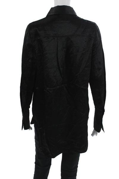 COS Womens Black Acetate Collared Button-Up Blouse Long Sleeve Solid Size 4
