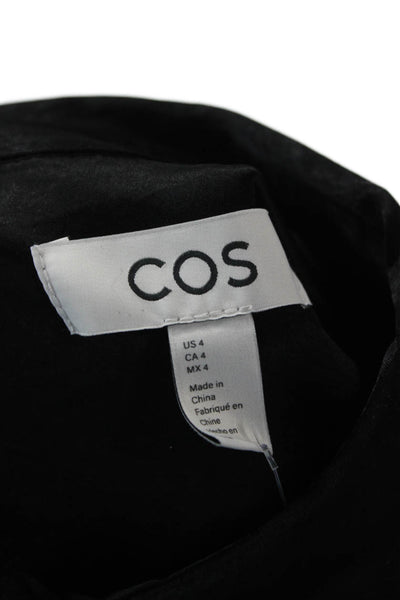 COS Womens Black Acetate Collared Button-Up Blouse Long Sleeve Solid Size 4
