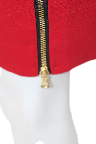 Milly Women Sheath Dress Red Sleeveless Knee Length Zip Size 4