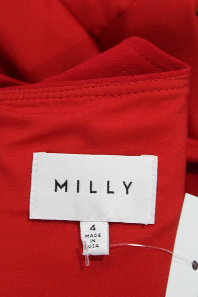 Milly Women Sheath Dress Red Sleeveless Knee Length Zip Size 4