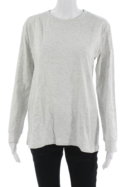 Zara Women Basic Cotton Gray Crew Neck Long Sleeve T-Shirt Size M