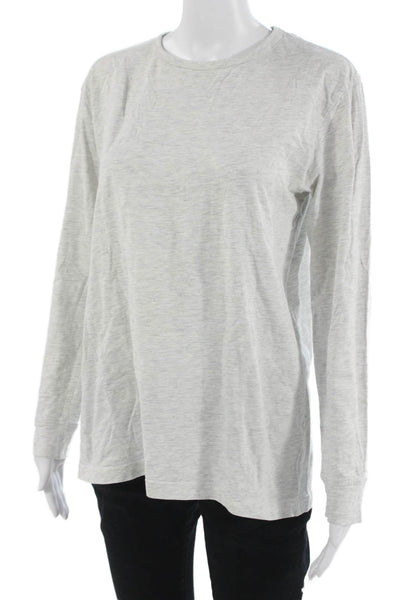 Zara Women Basic Cotton Gray Crew Neck Long Sleeve T-Shirt Size M