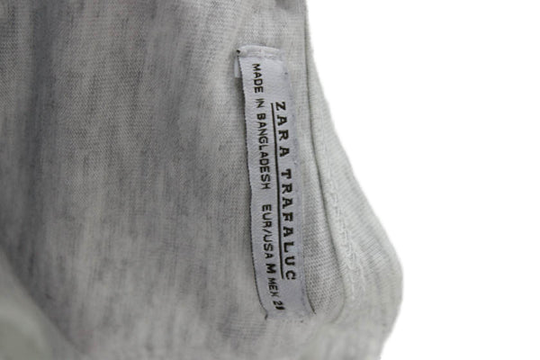 Zara Women Basic Cotton Gray Crew Neck Long Sleeve T-Shirt Size M