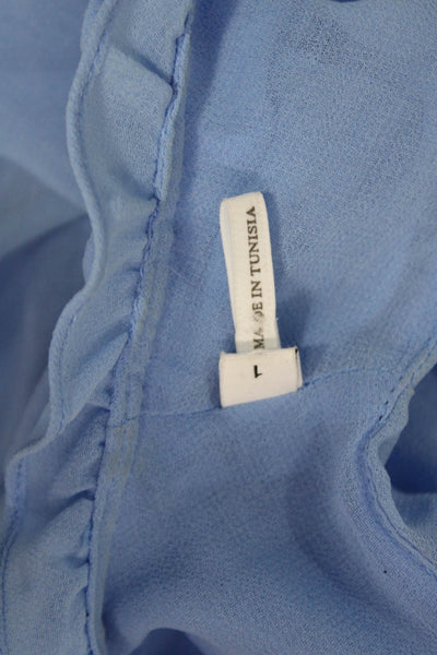 Sandro Womens Blouson Mini Dress Light Blue Drawstring Sleeveless Size 1