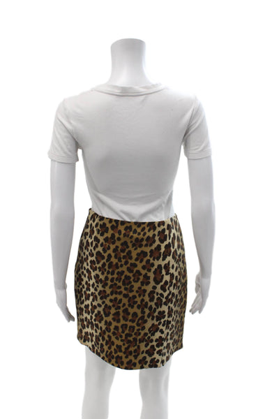 Moschino Cheap & Chic Women Beige Animal Print Pencil Skirt Mini Size 8
