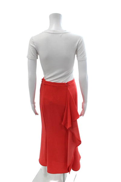 BCBG Max Azria Women A-Line Maxi Skirt Red Poly Blend Size 4