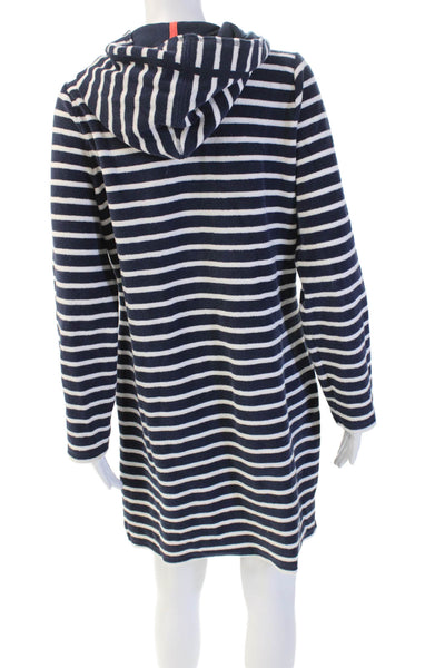 Boden Women Dark Blue Striped Long Sleeve Button Sweater Dress Size 8