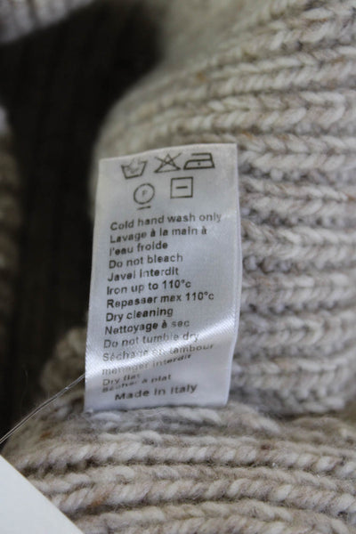 Joseph Unisex Pullover Sweaters Beige Striped Wool Blend Long Sleeve Size S