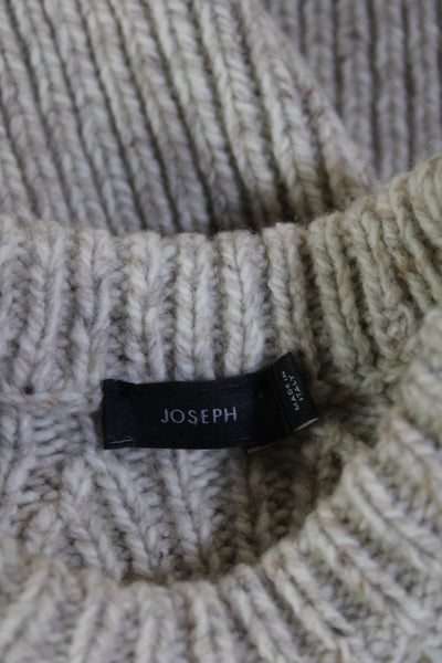 Joseph Unisex Pullover Sweaters Beige Striped Wool Blend Long Sleeve Size S
