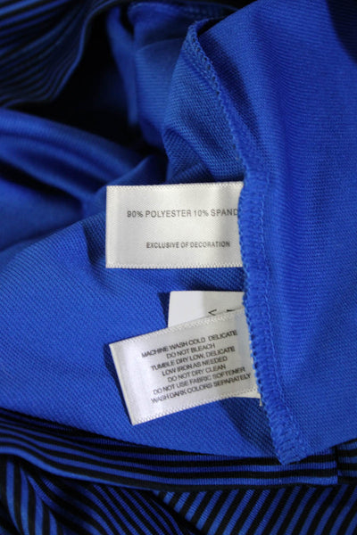 Cutter & Buck Womens Striped Mock Neck Long Sleeve Zip Top Blue Size S