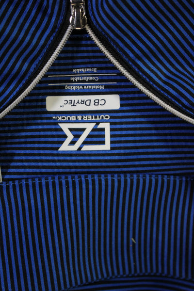 Cutter & Buck Womens Striped Mock Neck Long Sleeve Zip Top Blue Size S