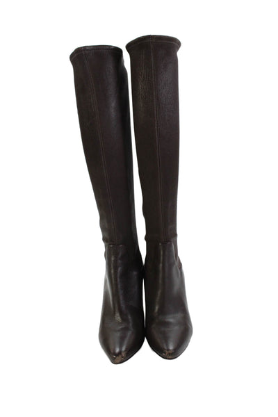 Cole Haan Womens Pointed Toe Heeled Pull-On Knee High Boots Brown Size 7.5