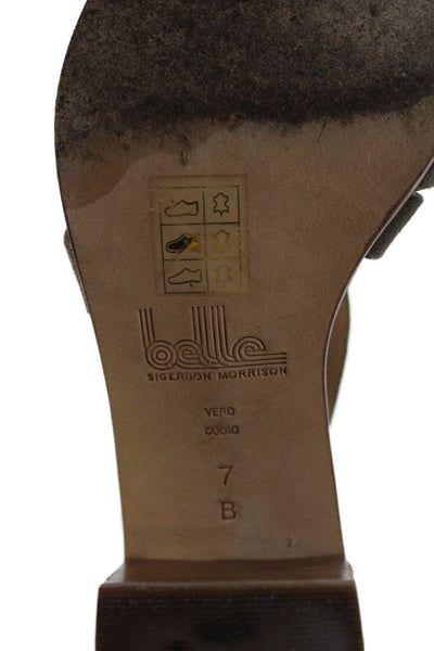 Sigerson Morrison Womens Leather Ankle Strap Heeled Sandals Green Size 7