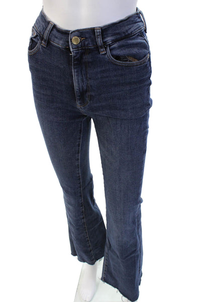 DL1961 Womens Bootcut Flared Dark Blue Jeans Button Mid Rise Size 26