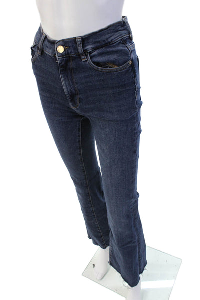 DL1961 Womens Bootcut Flared Dark Blue Jeans Button Mid Rise Size 26