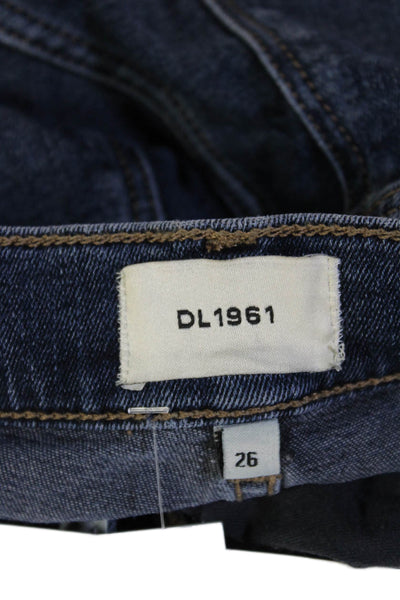 DL1961 Womens Bootcut Flared Dark Blue Jeans Button Mid Rise Size 26